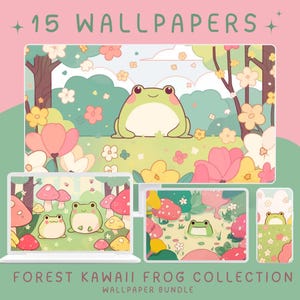 Kawaii Forest Frog Wallpaper: Desktop & Phone Screensaver (Digital Download)