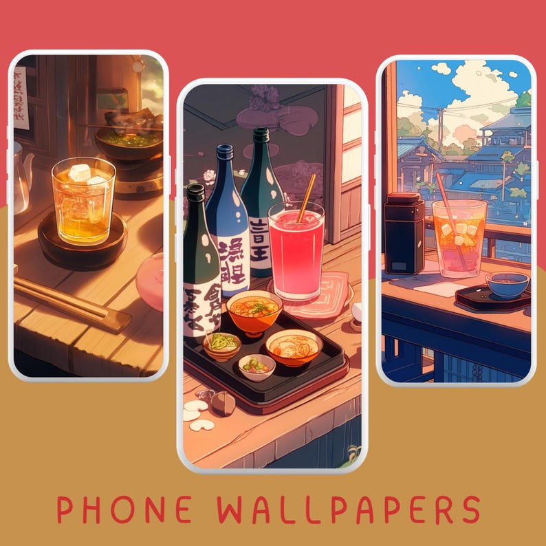 Japanese Food Wallpaper Pack, Kawaii Anime Background (digital Download ...