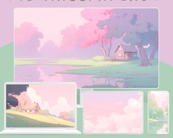 Pastel nature wallpaper, light pink wallpaper cozy desktop wallpaper cute aesthetic wallpaper pastel phone hd background lofi wallpaper hd