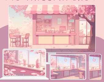 Wallpaper Sakura Pink Store: Kawaii pastel desktop en telefoon (digitale download)