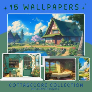 Cottagecore Anime Wallpaper, niedliches Desktop-Studio-Hintergrundbild, Anime-Bildschirmschoner, Blumenhintergrund