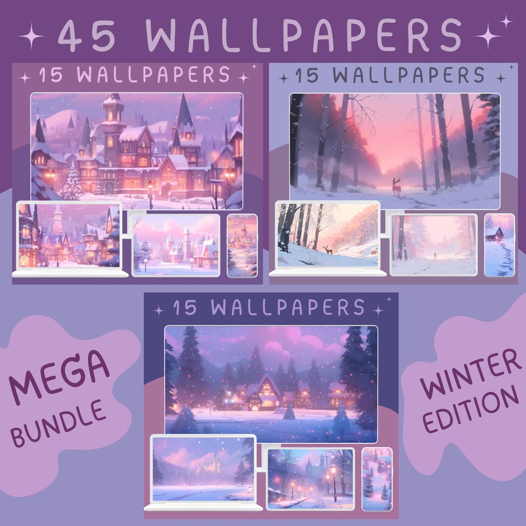 Winter Wallpaper Mega Bundle | Cozy Lofi Desktop Backgrounds (digital ...