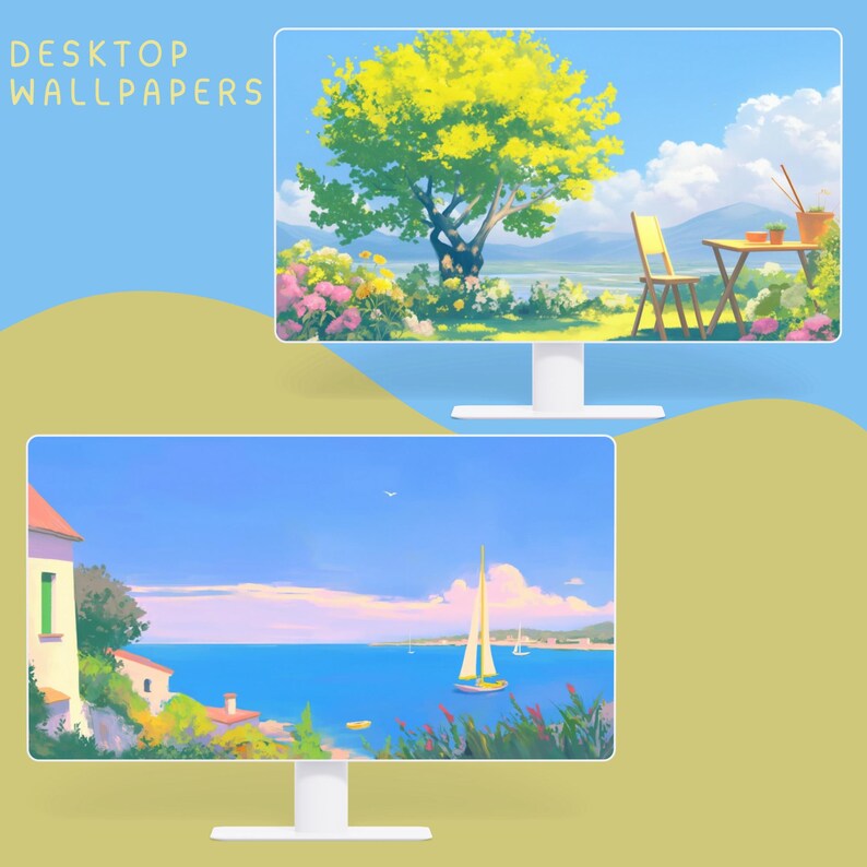 Summer Vacation Wallpaper: Kawaii Anime Pastel Desktop (digital