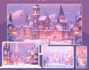 Snowy Village Wallpaper: Cozy Winter Desktop Background