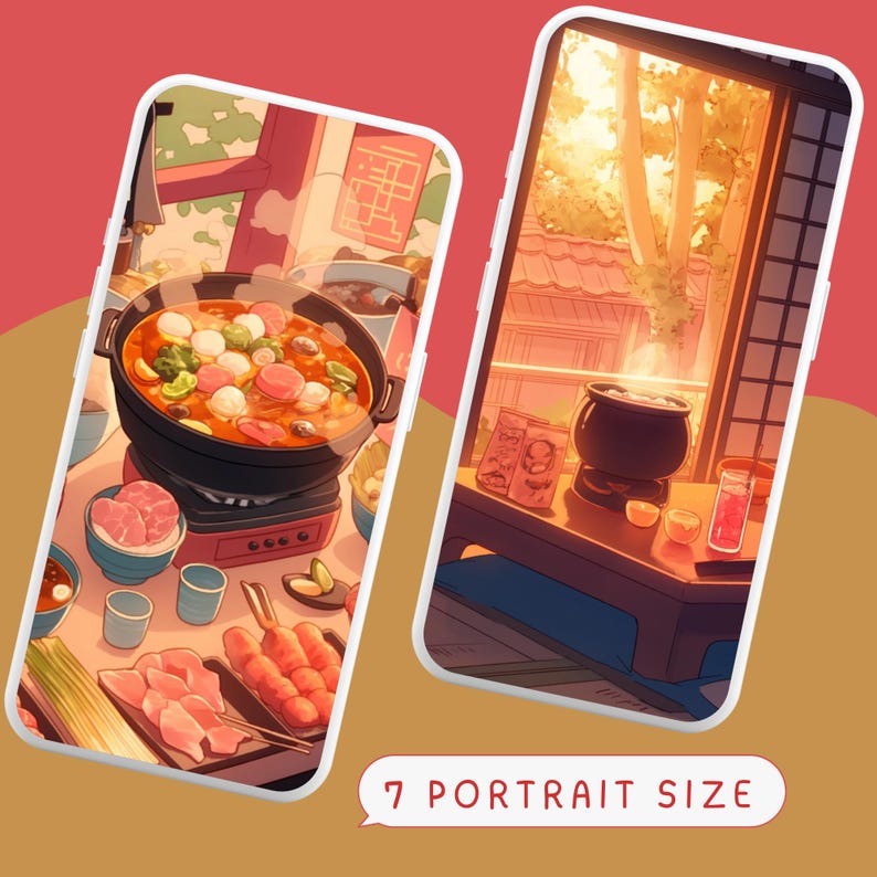 Japanese Food Wallpaper Pack, Kawaii Anime Background (digital Download ...