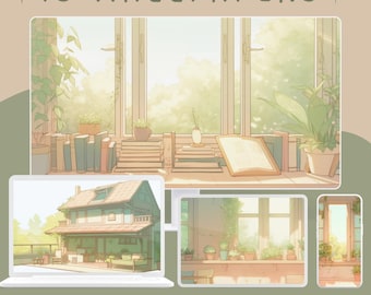 Fondo de pantalla inspirado en anime: Plantas acogedoras lo-fi 4K (descarga digital)