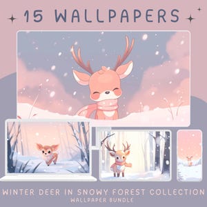 Winter reindeer wallpaper cute desktop background cozy phone background lofi aesthetic wallpaper cute computer wallpaper pastel wallpaper hd