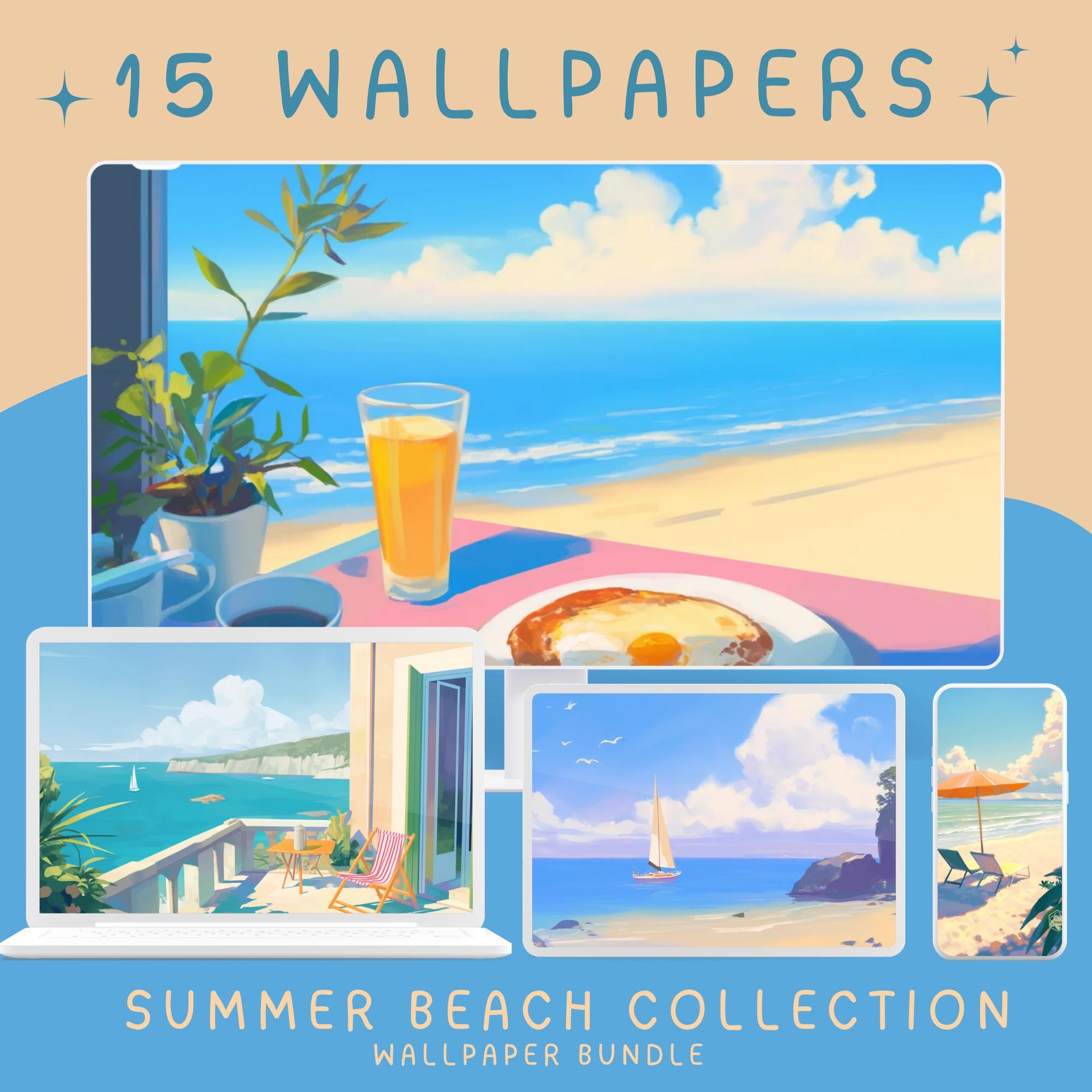 Summer Beach Wallpaper, Dream Vacation Desktop Background, Cozy Phone
