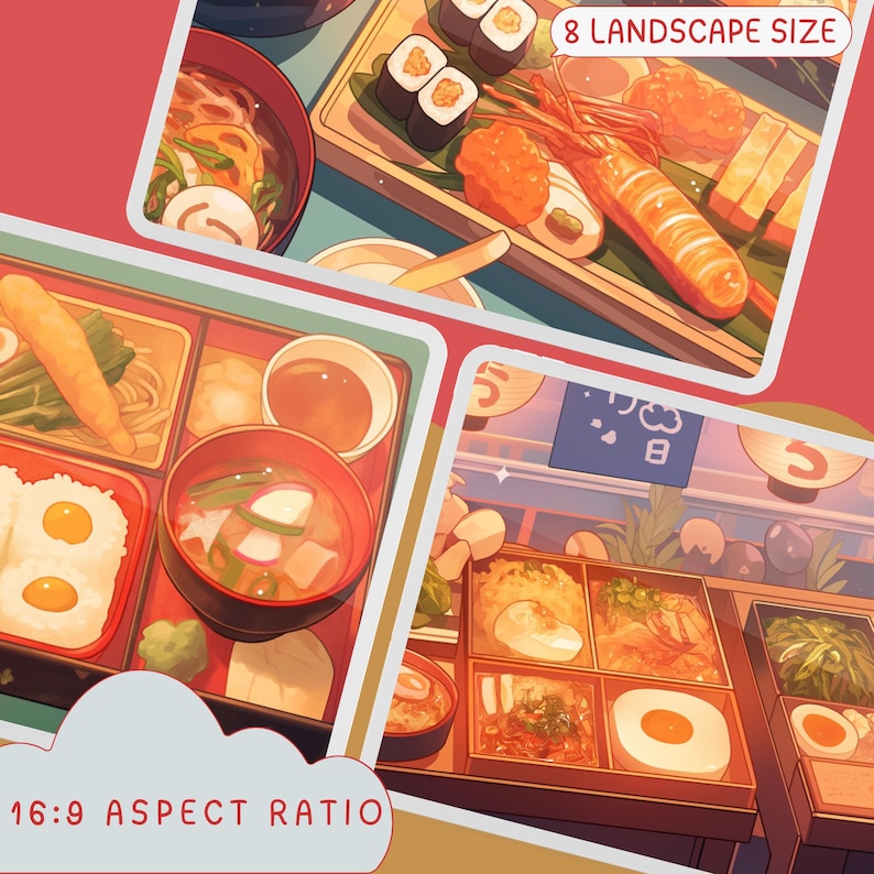 Japanese Food Wallpaper Pack, Kawaii Anime Background (digital Download ...