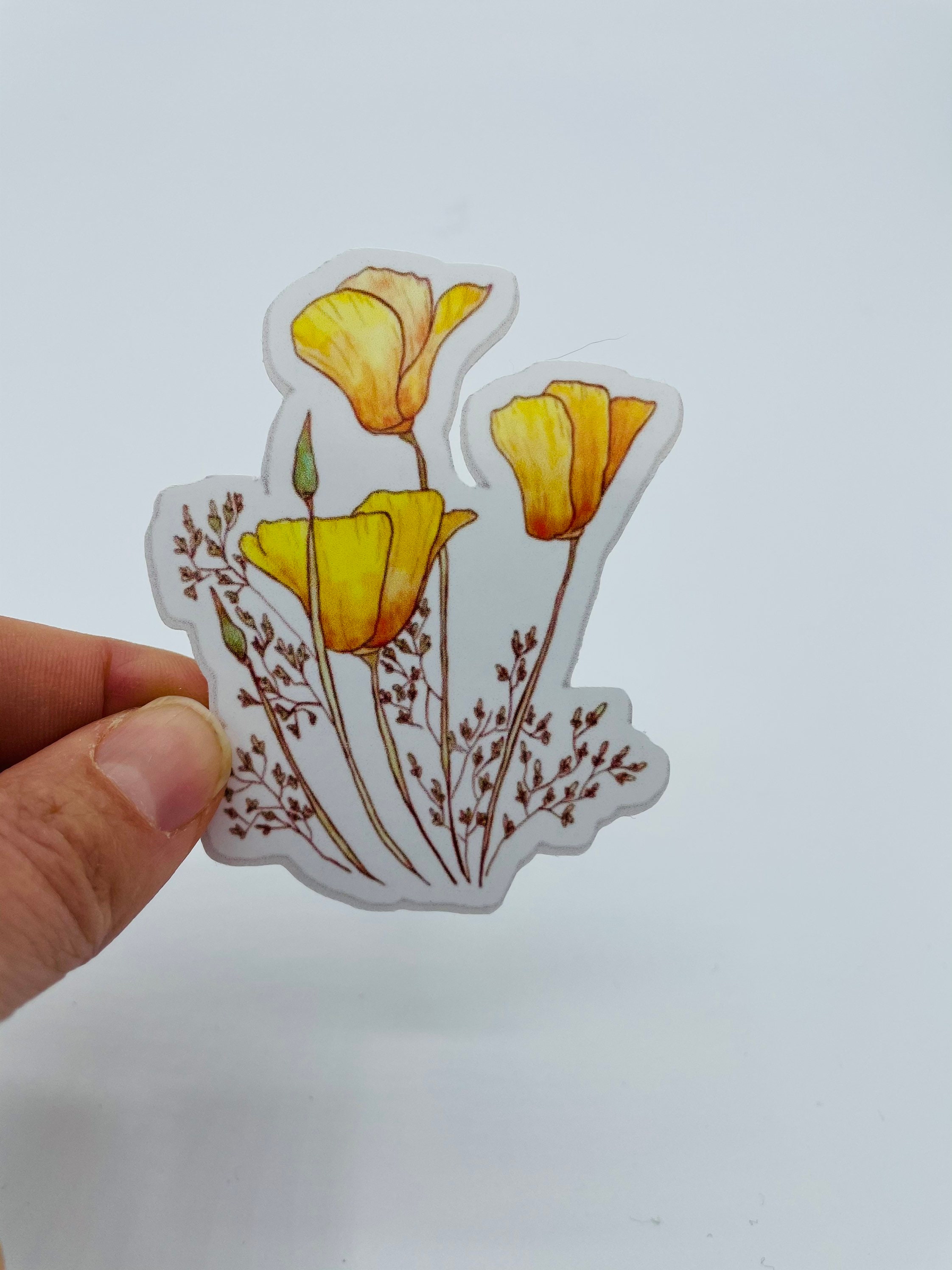 California Poppy Die Cut Vinyl Water Resistant Sticker Etsy