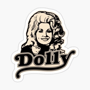 May include: Black and white illustration of a woman with large hair and the word "Dolly" in a stylized font.