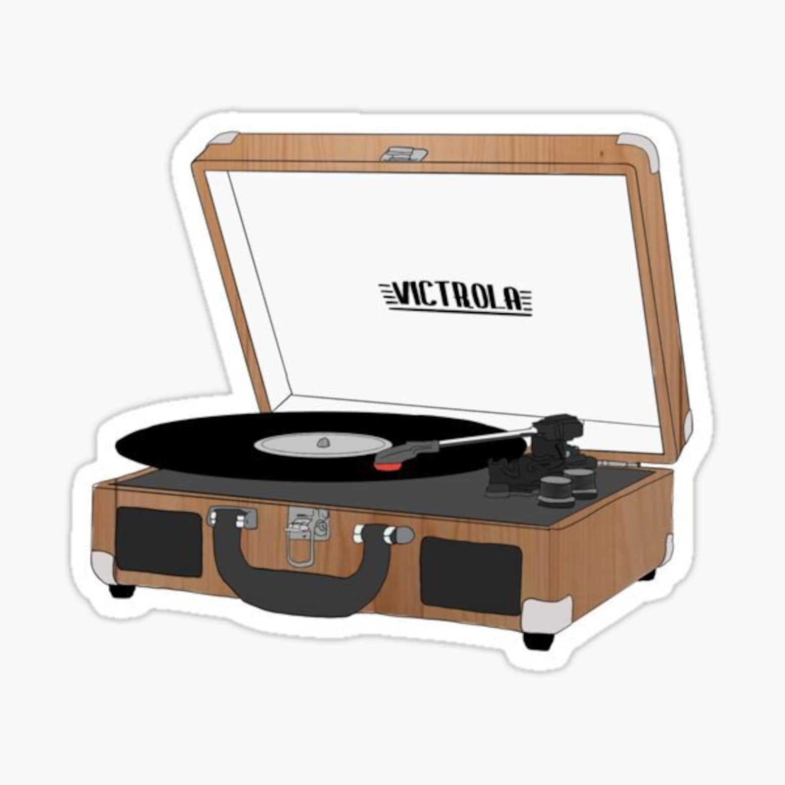 Victrola Brown Record Player Case Die Cut Vinyl Sticker Etsy