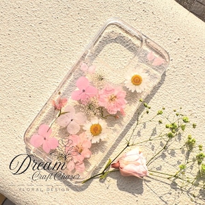 Véritable coque de téléphone transparente avec fleurs pressées pour iPhone 16e iPhone 16 15 14 13 12 Pro Max, coque cadeau mignonne avec fleurs faites à la main