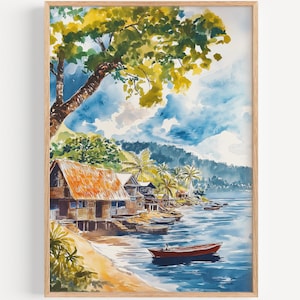Apia Watercolor Painting - Wall Art Print, Samoa Travel Poster, Samoa Travel Print, Travel Decor, Travel Gift Idea, Illustration, Home Decor