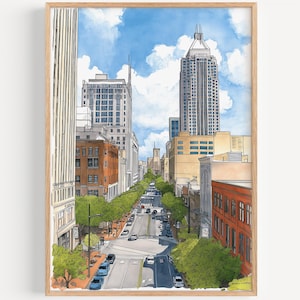 Raleigh Watercolor Painting - Wall Art Print, Travel Poster, North Carolina Travel Print, Travel Decor, Gift Idea, Illustration, Home Decor