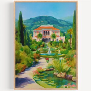 Villa Ephrussi de Rothschild Watercolor Painting - Wall Art, Travel Poster, Travel Print, Travel Decor, Gift Idea, Illustration, Home Decor