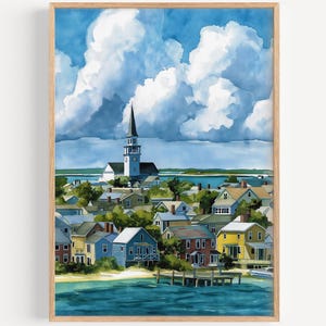 Nantucket Watercolor Painting - Wall Art Print, Travel Poster, Massachusetts Travel Print, Travel Decor, Gift Idea, Illustration, Home Decor