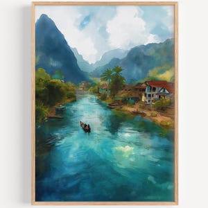 Vang Vieng Watercolor Painting - Wall Art Print, Laos Travel Poster, Laos Travel Print, Travel Decor, Gift Idea, Illustration, Home Decor