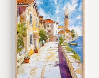 Zadar Watercolor Painting - Wall Art Print, Travel Poster, Croatia Travel Print, Travel Decor, Travel Gift Idea, Illustration, Home Decor