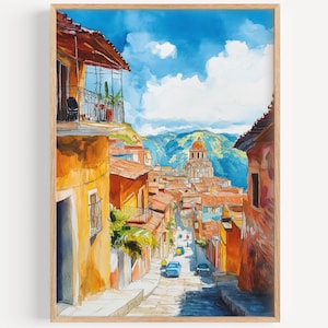 La Paz Watercolor Painting - Wall Art Print, Bolivia Poster, Bolivia Travel Print, Travel Decor, Travel Gift Idea, Illustration, Home Decor