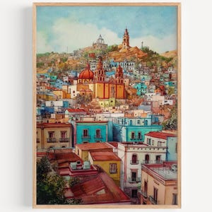 Guanajuato Watercolor Painting- Wall Art Print, Mexico Travel Poster, Mexico Travel Print, Travel Decor, Gift Idea, Illustration, Home Decor