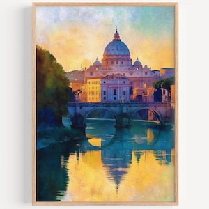 Vatican City Watercolor Painting- Wall Art Print, Travel Poster, Vatican Travel Print, Travel Decor, Gift Idea, Illustration, Home Decor