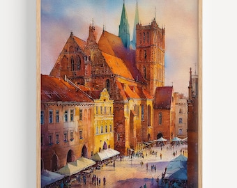 Torun Watercolor Painting - Wall Art Print, Poland Travel Poster, Poland Travel Print, Travel Decor, Gift Idea, Illustration, Home Decor