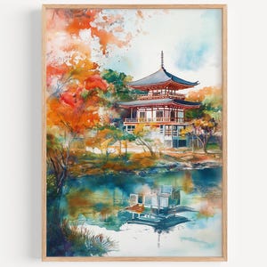 Nara Park Watercolor Painting - Wall Art Print, Travel Poster, Japan Travel Print, Travel Decor, Travel Gift Idea, Illustration, Home Decor