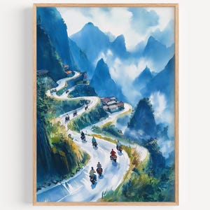 Ha Giang Loop Watercolor Painting- Wall Art Print, Poster, Vietnam Travel Print, Travel Decor, Travel Gift Idea, Illustration, Home Decor
