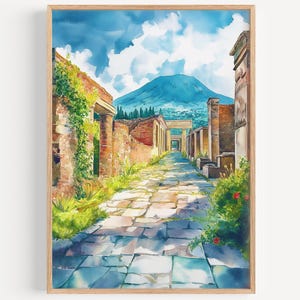 Pompeji Aquarell - Wand Kunst Druck, Reise Poster, Italien Reise Print, Reise Dekor, Reise Geschenkidee, Home Decor