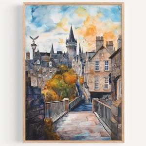 Aquarelle Aberdeen - Impression d&#39;art mural, affiche de voyage, impression de voyage en Écosse, décoration de voyage, idée cadeau voyage, illustration, décoration d&#39;intérieur