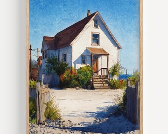 Pintura en acuarela de Cape Cod - Lámina decorativa para pared, póster de viaje, lámina de viaje de Massachusetts, decoración de viaje, idea de regalo, ilustración, decoración del hogar