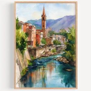 Shkoder Watercolor Painting - Wall Art Print, Travel Poster, Albania Travel Print, Travel Decor, Travel Gift Idea, Illustration, Home Decor