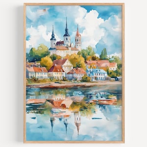 Tartu Watercolor Painting - Wall Art Print, Travel Poster, Estonia Travel Print, Travel Decor, Travel Gift Idea, Illustration, Home Decor
