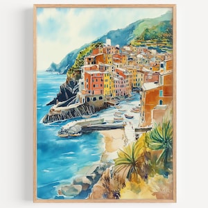 Cinque Terre Watercolor Painting- Wall Art Print, Italy Poster, Italy Travel Print, Travel Decor, Travel Gift Idea, Illustration, Home Decor