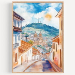 Quito Watercolor Painting - Wall Art Print, Ecuador Poster, Ecuador Travel Print, Travel Decor, Travel Gift Idea, Illustration, Home Decor