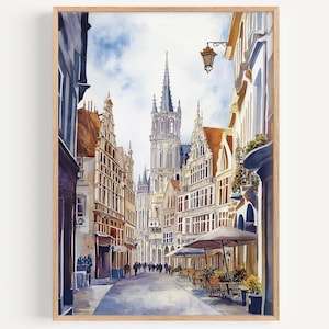 Brussels Watercolor Painting - Wall Art Print, Travel Poster, Belgium Travel Print, Travel Decor, Travel Gift Idea, Illustration, Home Decor