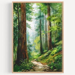 Redwood National Park Watercolor Painting- Wall Art Print, Travel Poster, Travel Print, Travel Decor, Gift Idea, Illustration, Home Decor