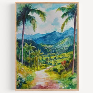 Cocora Valley Watercolor Painting - Wall Art Print, Travel Poster, Colombia Travel Print, Travel Decor, Gift Idea, Illustration, Home Decor