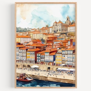 Porto Watercolor Painting- Wall Art Print, Portugal Poster, Portugal Travel Print, Travel Decor, Travel Gift Idea, Illustration, Home Decor