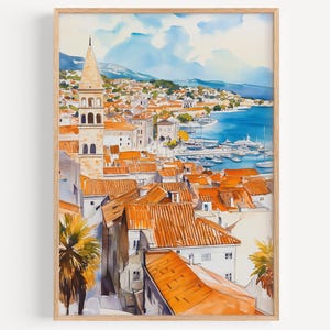 Split Watercolor Painting - Wall Art Print, Croatia Poster, Croatia Travel Print, Travel Decor, Travel Gift Idea, Illustration, Home Decor