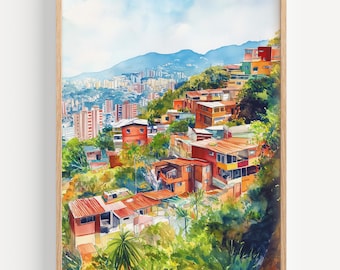 Caracas Watercolor Painting-Wall Art Print, Caracas Poster, Venezuela Travel Print, Travel Decor, Travel Gift Idea, Illustration, Home Decor