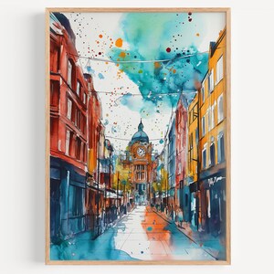 Belfast Watercolor Painting - Wall Art Print, Belfast Poster, Belfast Travel Print, Travel Decor, Travel Gift Idea, Illustration, Home Decor