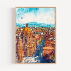Mexico City Watercolor Painting - Wall Art Print, Mexico Poster, Mexico Print, Travel Decor, Gift Idea, Illustration, Home Decor, Mexico Art