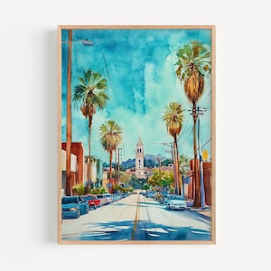 Los Angeles Watercolor Painting - Los Angeles Wall Art, USA Travel Print, Poster, Travel Decor, Birthday/Wedding Present, Christmas Present