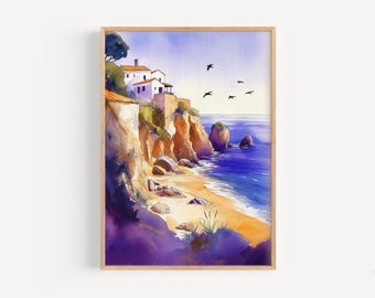Algarve Watercolor Painting - Wall Art Print, Portugal Poster, Travel Print, Travel Decor, Gift Idea, Illustration, Home Decor, European Art