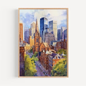 Boston Aquarellmalerei - Boston Wall Art, Amerika Reisedruck, USA Poster, Reisedekor, Geschenkidee, Illustration, Wohnkultur, USA Kunst