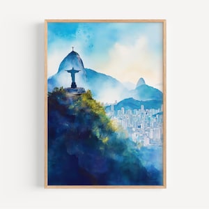 Rio De Janeiro Watercolor Painting - Rio Wall Art, Travel Print, Brazil Poster, Travel Decor, Birthday/Wedding Present, Christmas Present