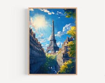 Aquarel Parijs - Parijs muurkunst, Frankrijk reisafdruk, Franse poster, reisdecor, verjaardag/huwelijkscadeau, kerstcadeau
