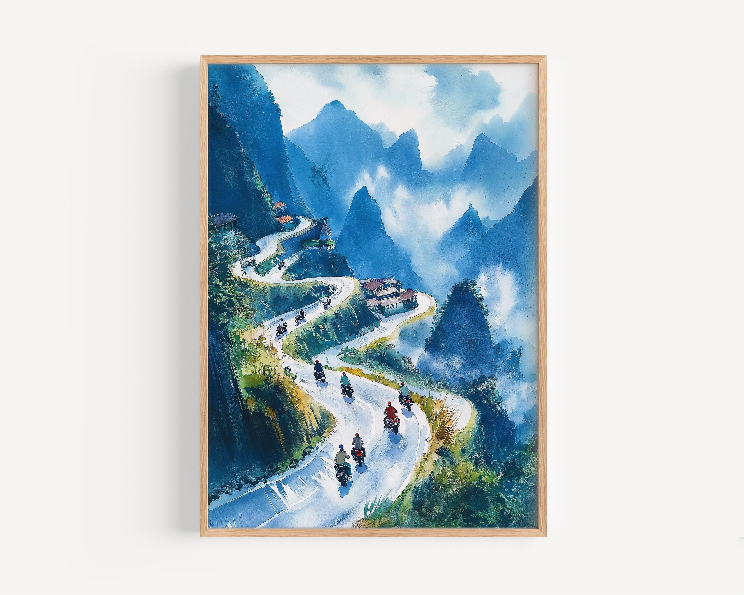 Ha Giang Loop Watercolor Painting- Wall Art Print, Poster, Vietnam